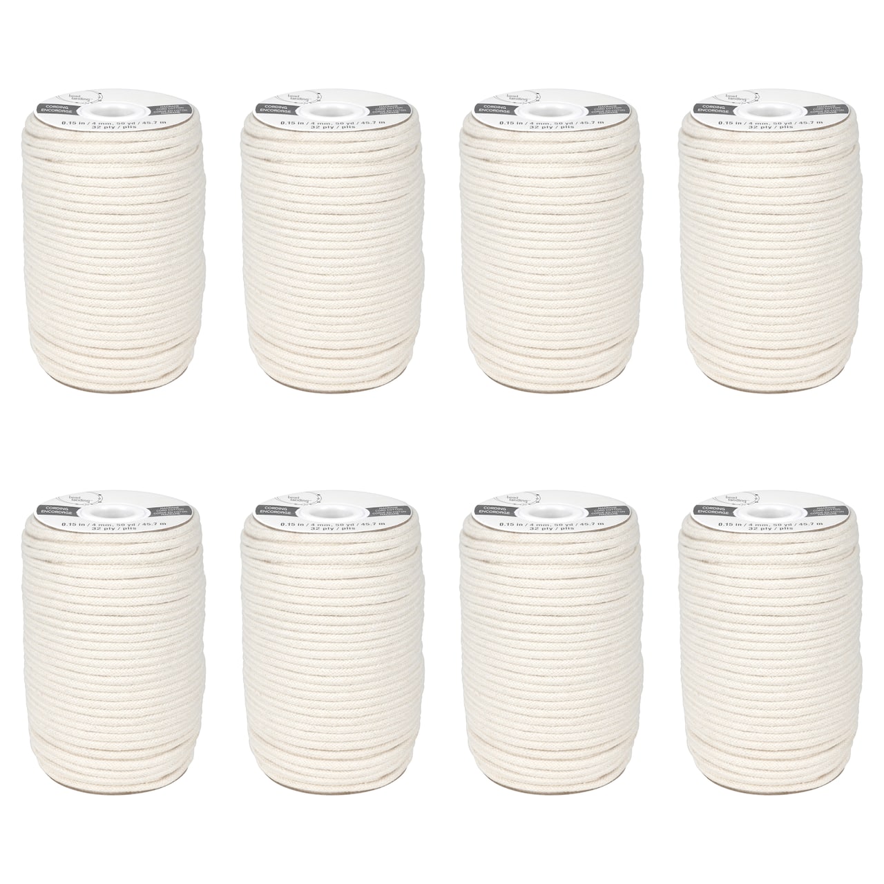 8 Pack: 4mm Natural Cotton Macramé Cord by Bead Landing™